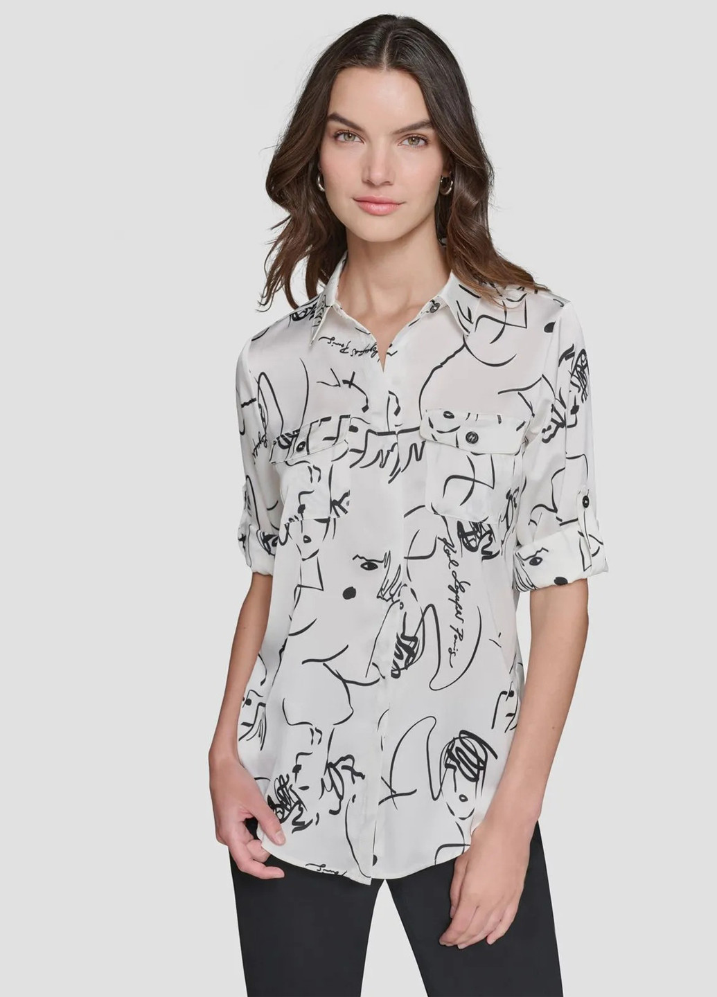 Белая кэжуал рубашка с абстрактным узором Karl Lagerfeld