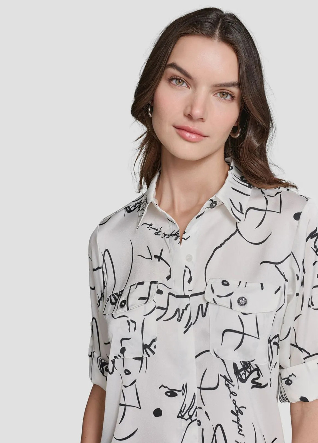 Белая кэжуал рубашка с абстрактным узором Karl Lagerfeld