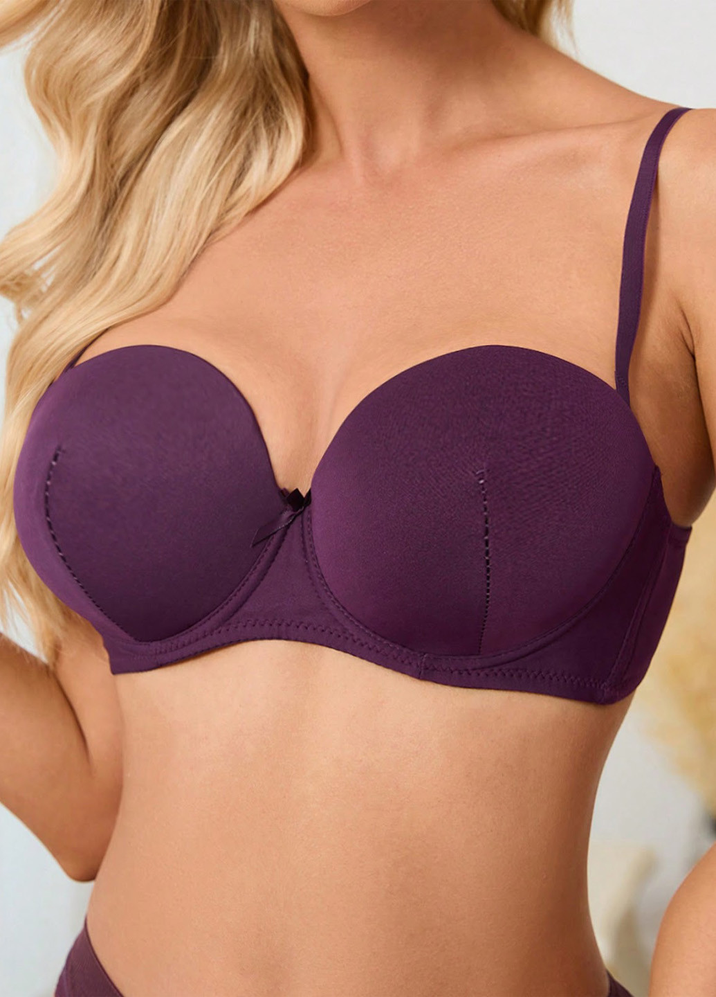 Фіолетовий балконет бюстгальтер SHEIN з кісточками поліамід