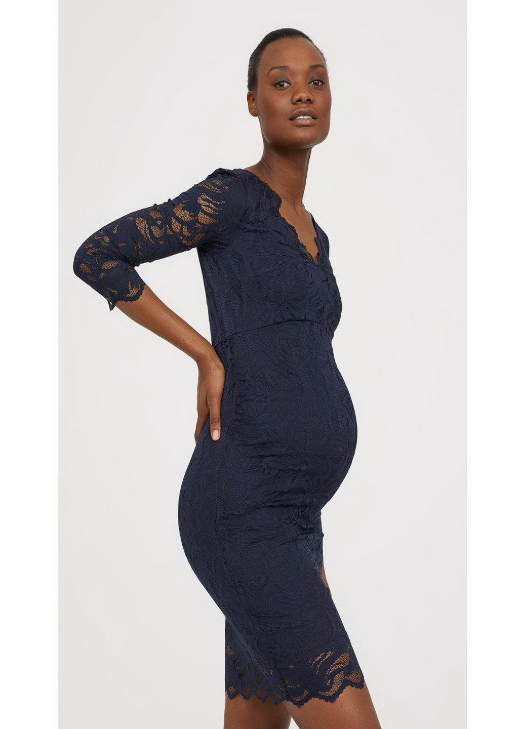 Темно-синее коктейльное платье для беременных футляр H&M однотонное