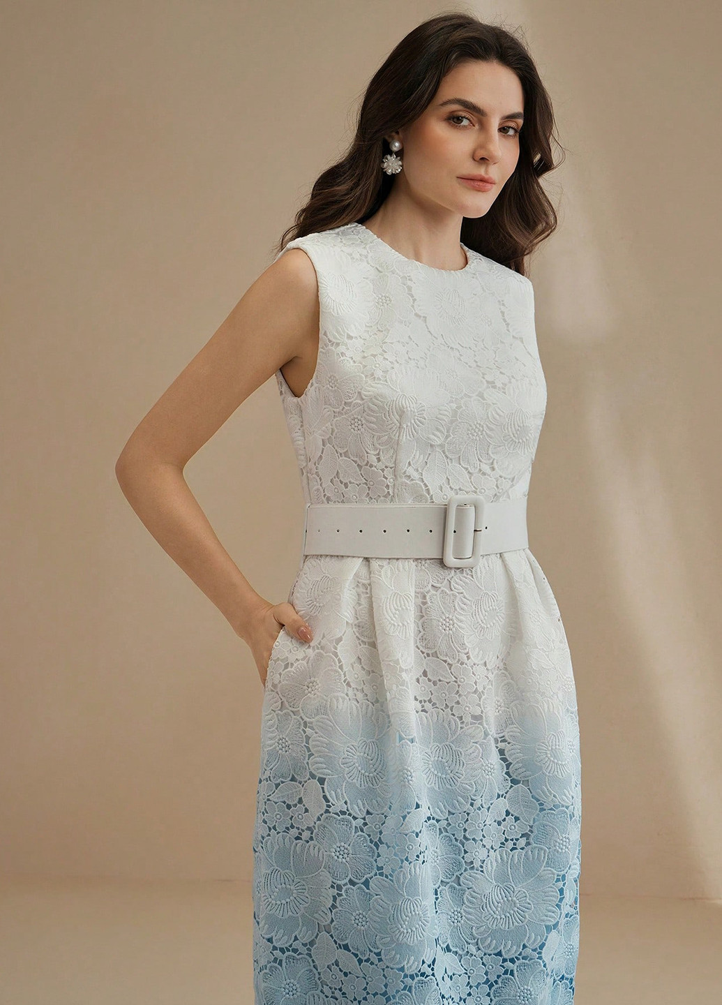 Синя коктейльна, вечірня сукня а-силует SHEIN з градієнтом