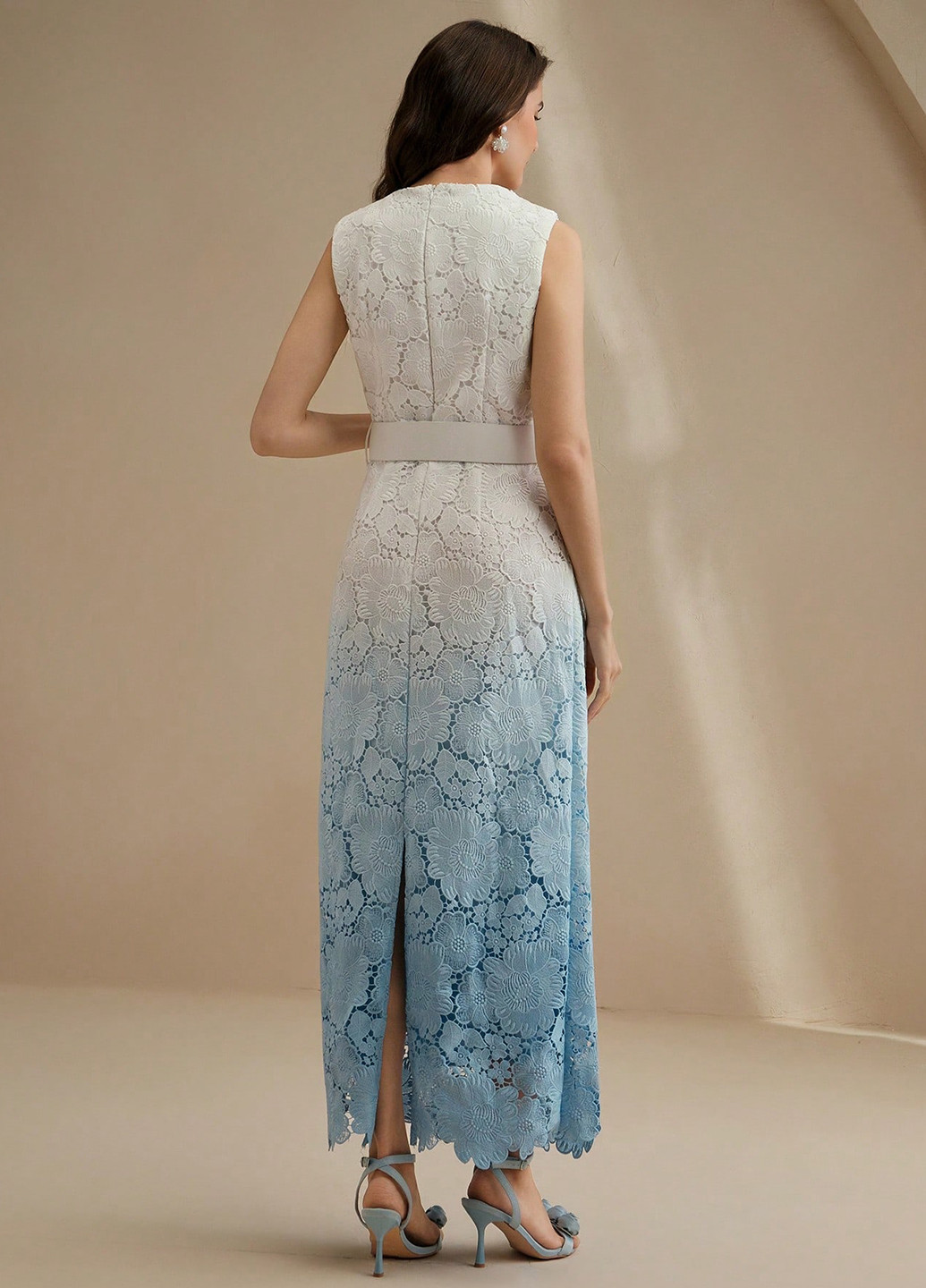 Синя коктейльна, вечірня сукня а-силует SHEIN з градієнтом