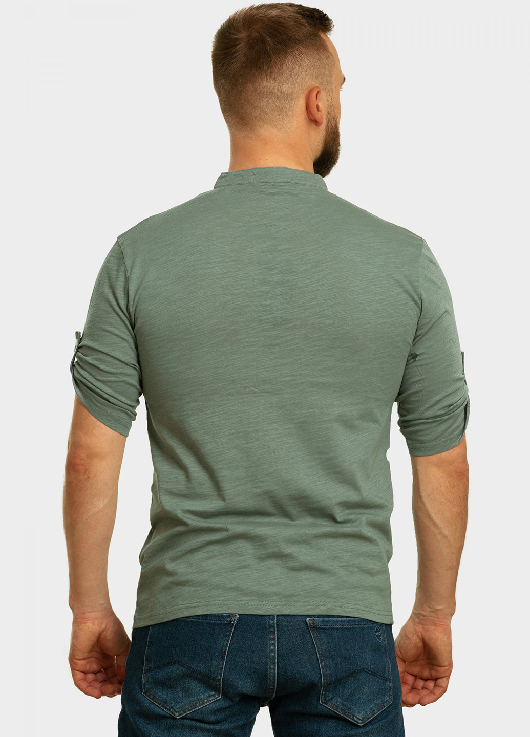 Оливковковая (хаки) кэжуал рубашка меланж Trend Collection