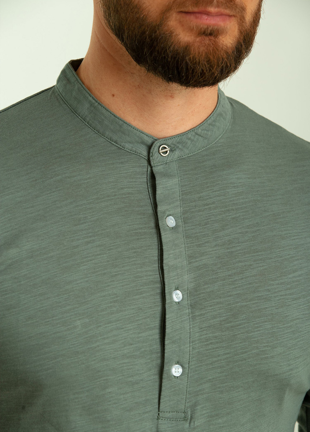 Оливковковая (хаки) кэжуал рубашка меланж Trend Collection