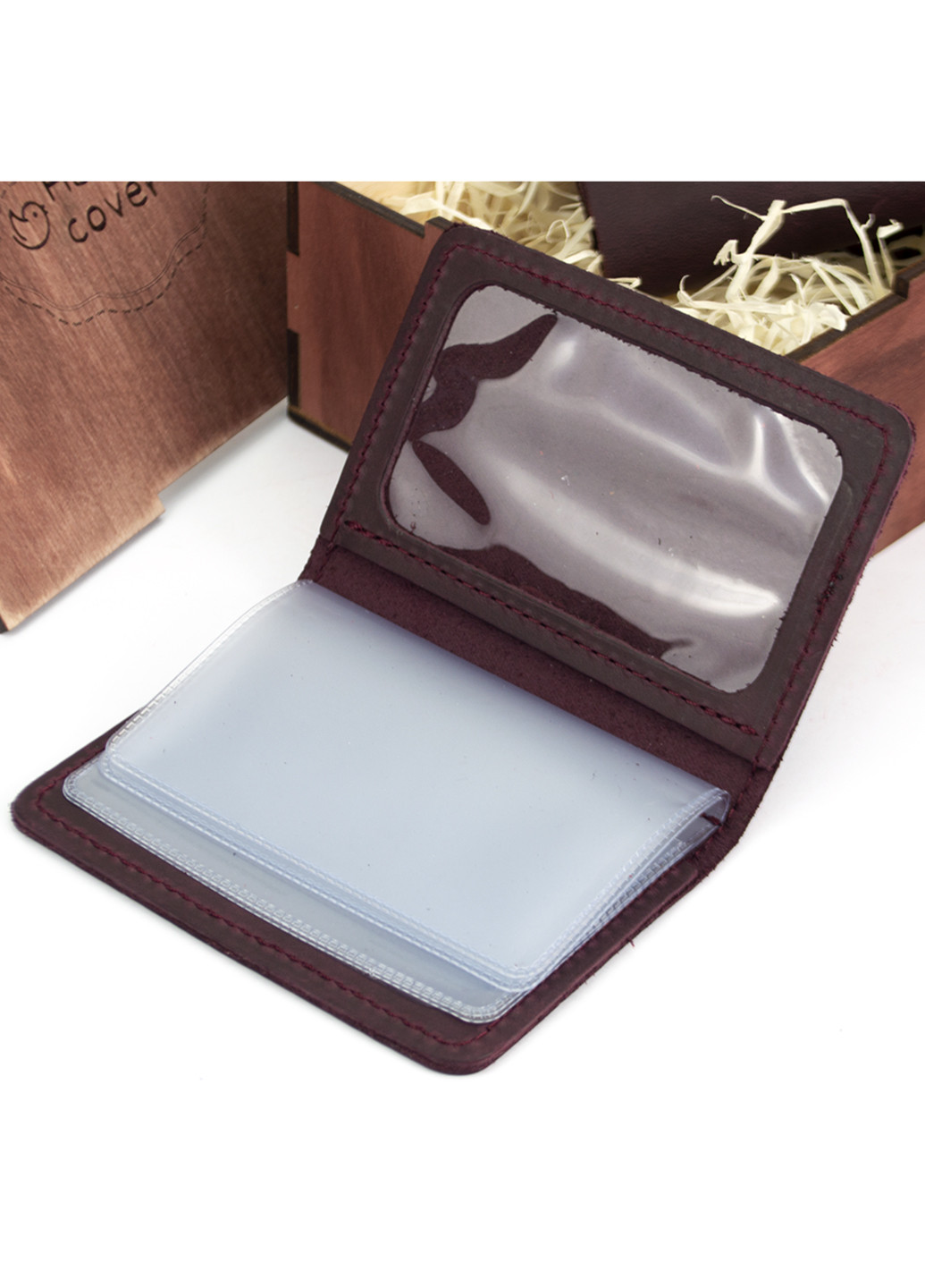 Подарунковий жіночий набір в коробці №46 бордовий (ключниця, обкладинка на документи і паспорт) HandyCover (227723566)
