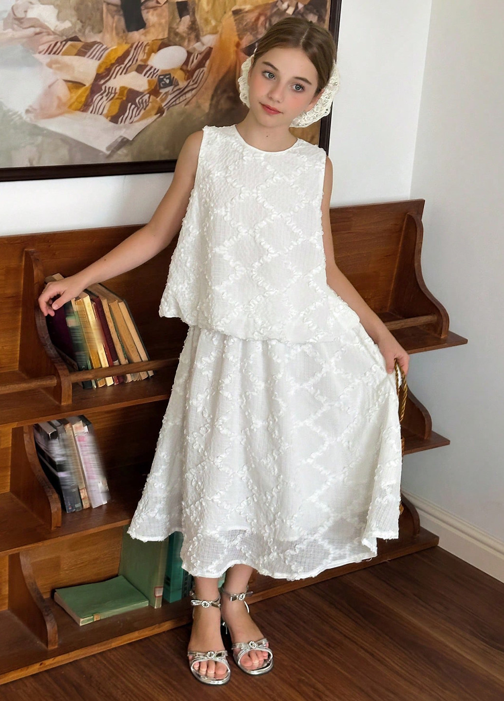 Білий літній костюм (топ, спідниця) SHEIN