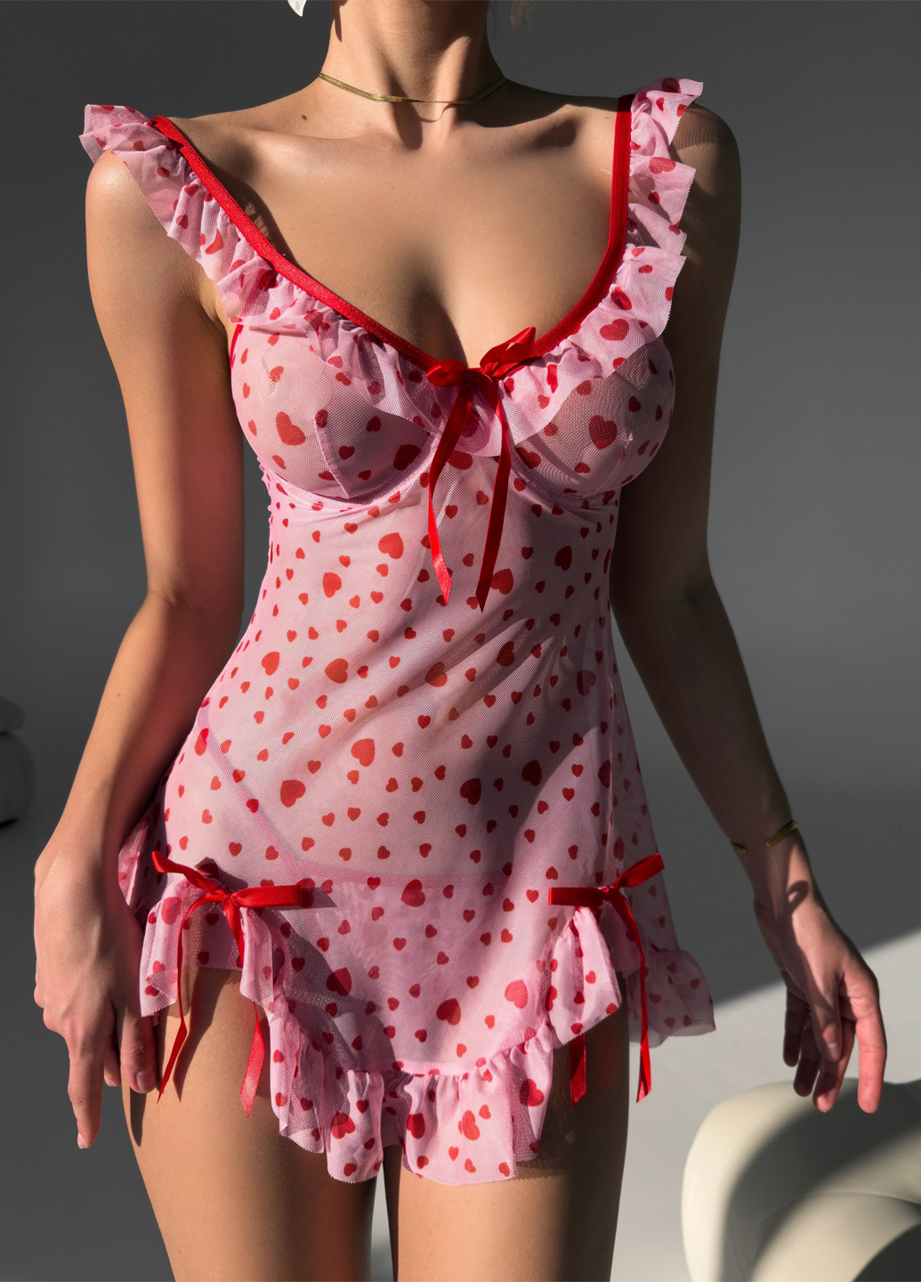 Розовый демисезонный комплект (пенюар, трусики) NOVA VEGA