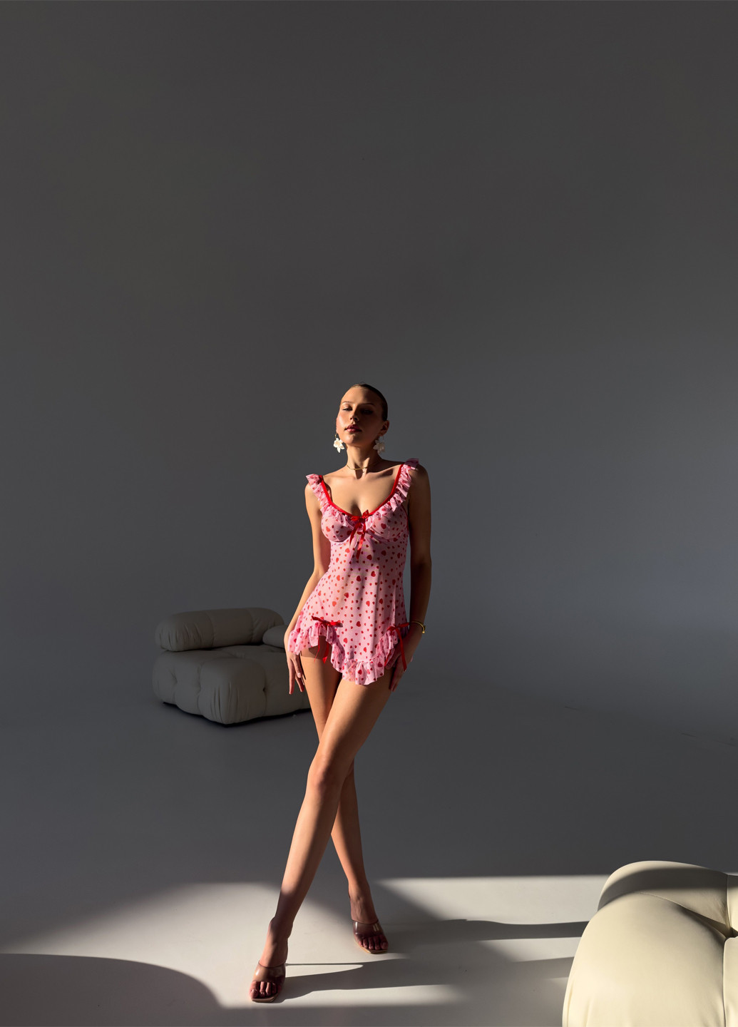 Розовый демисезонный комплект (пенюар, трусики) NOVA VEGA