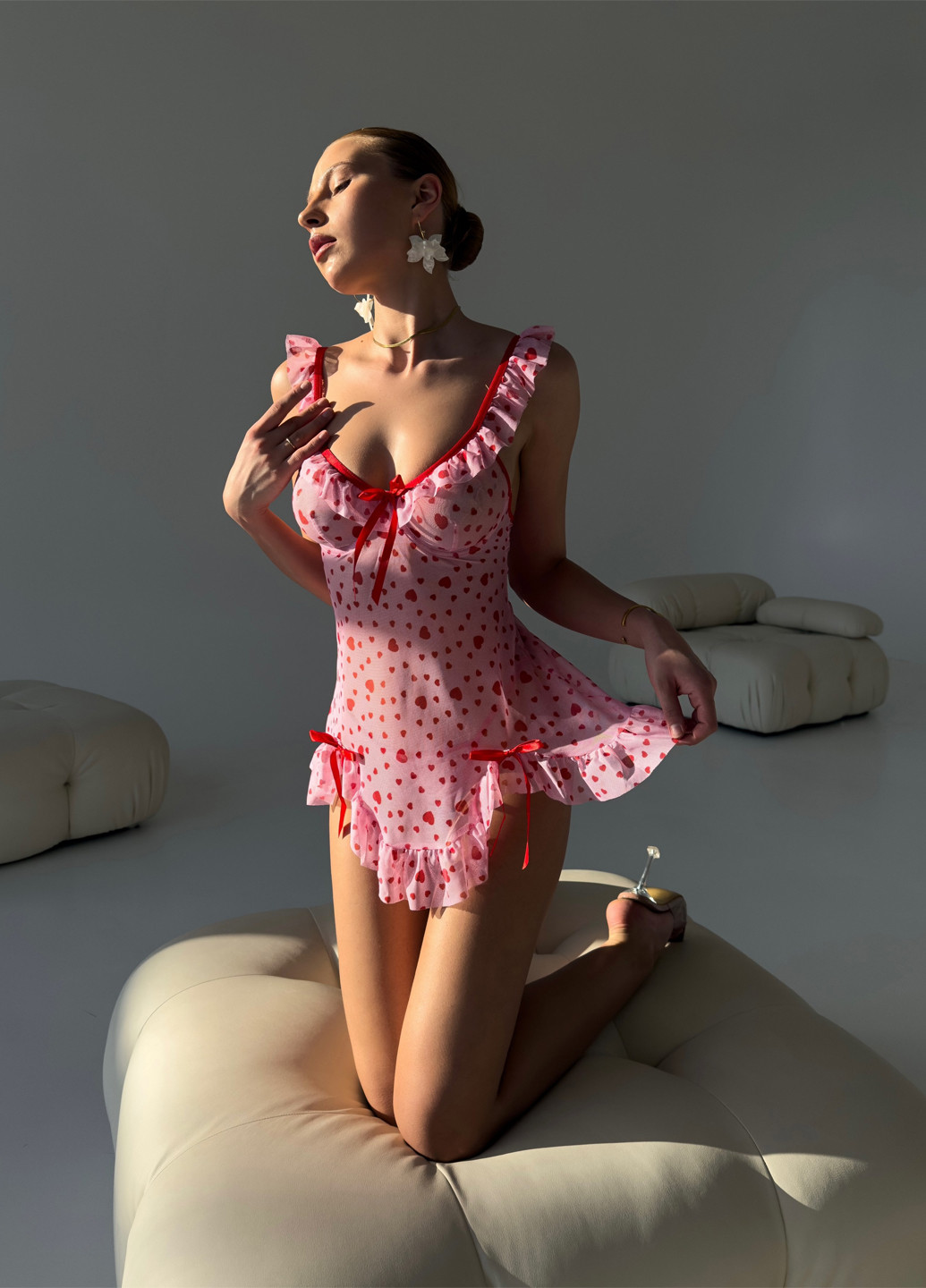 Розовый демисезонный комплект (пенюар, трусики) NOVA VEGA