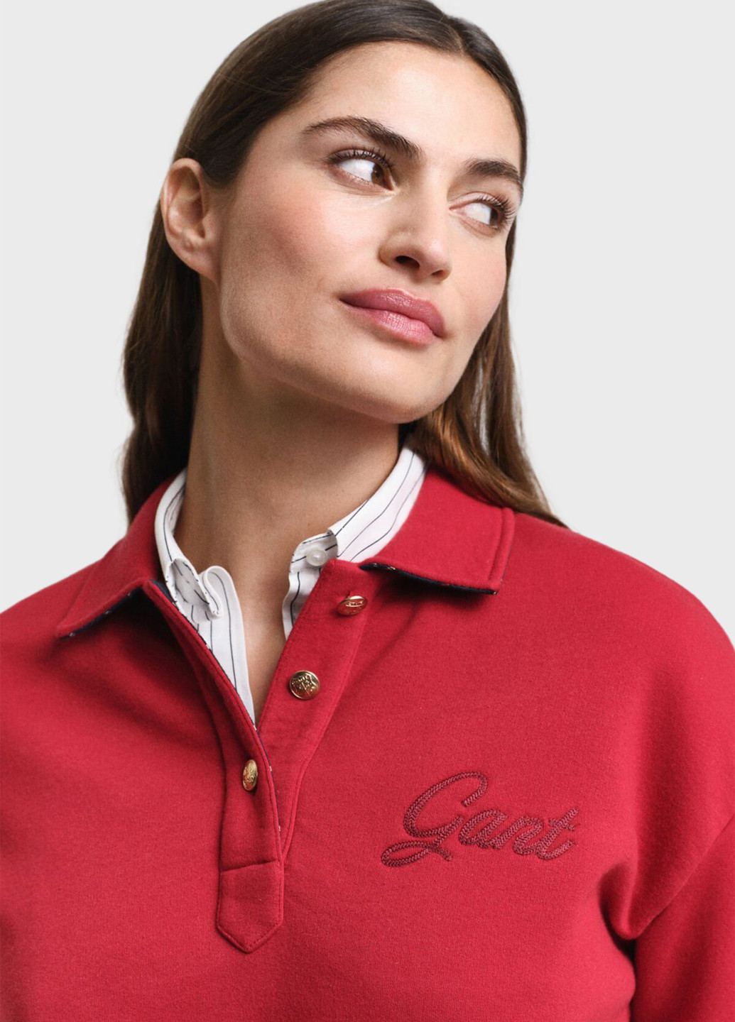 Красная женская футболка-поло Gant однотонная
