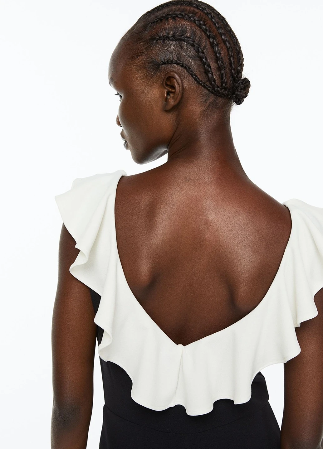 Комбинезон H&M комбинезон-брюки колор блок чёрно-белого праздничный, вечерний полиэстер