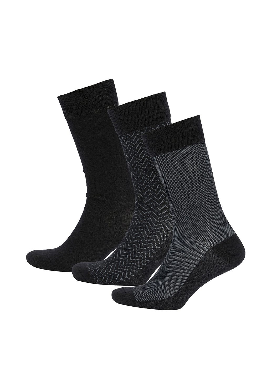 Носки (3 пары) DeFacto геометрические чёрные повседневные