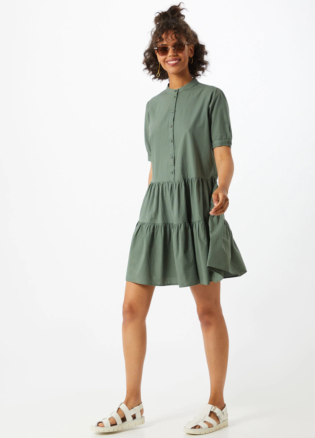 Зелена кежуал сукня сорочка Vero Moda однотонна