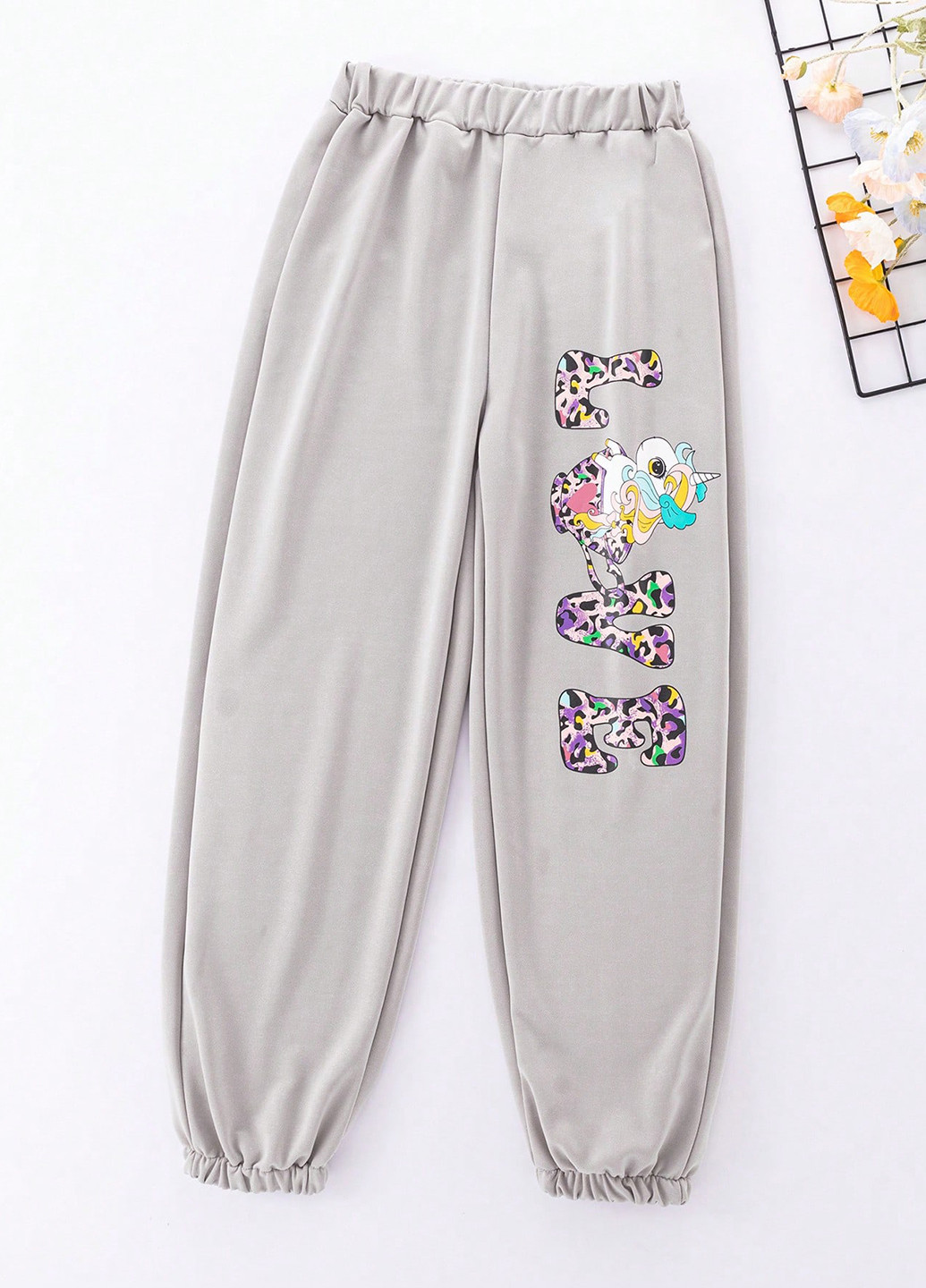 Серые кэжуал, спортивные демисезонные брюки джоггеры SHEIN