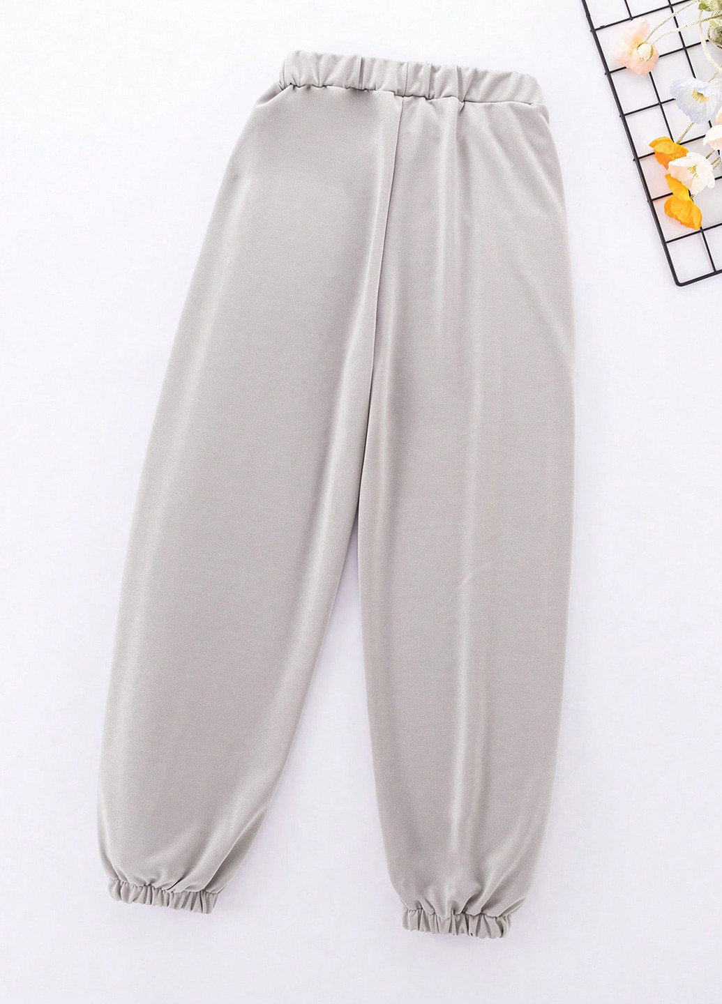 Серые кэжуал, спортивные демисезонные брюки джоггеры SHEIN