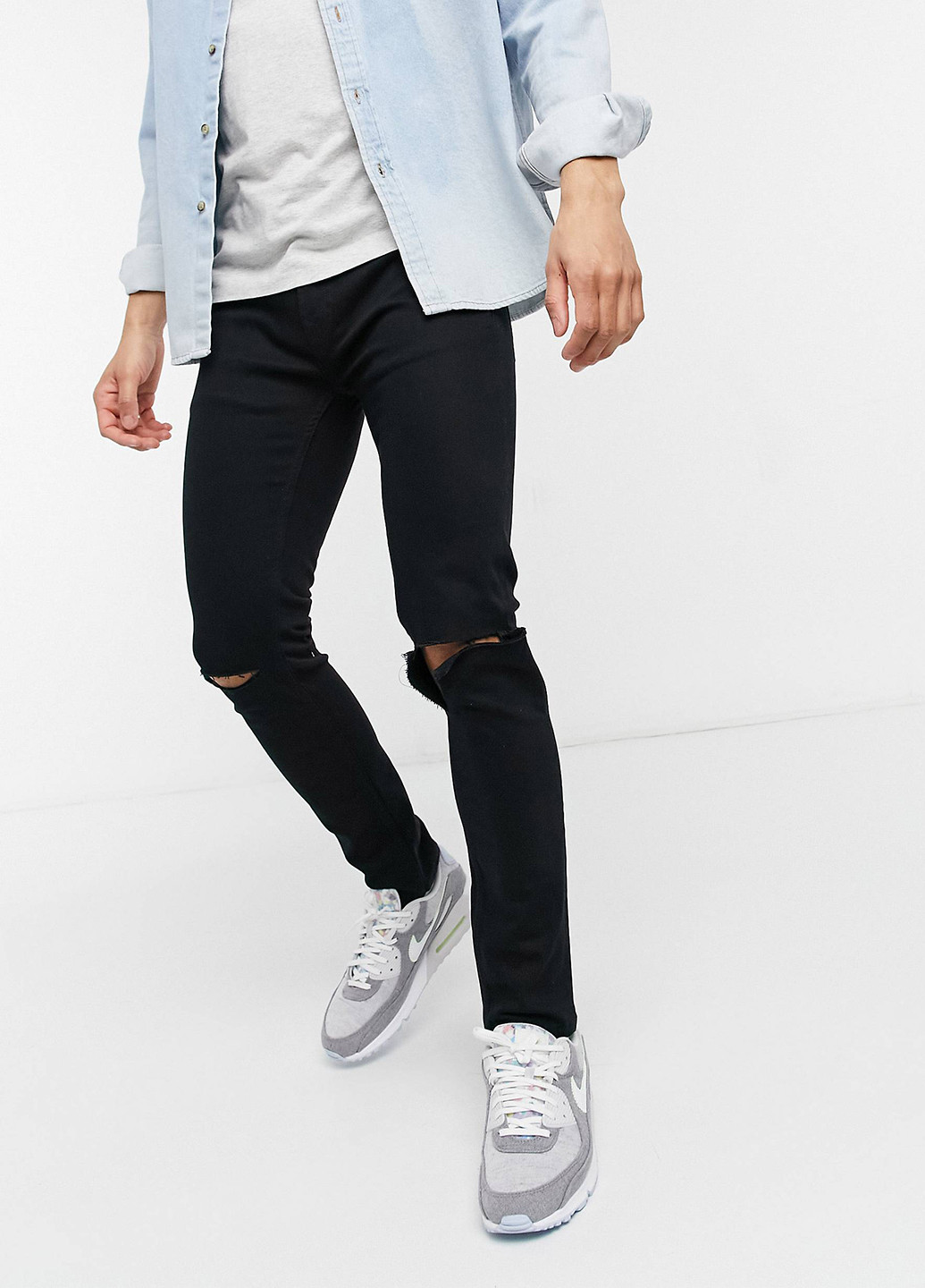 Черные демисезонные скинни джинсы Topman