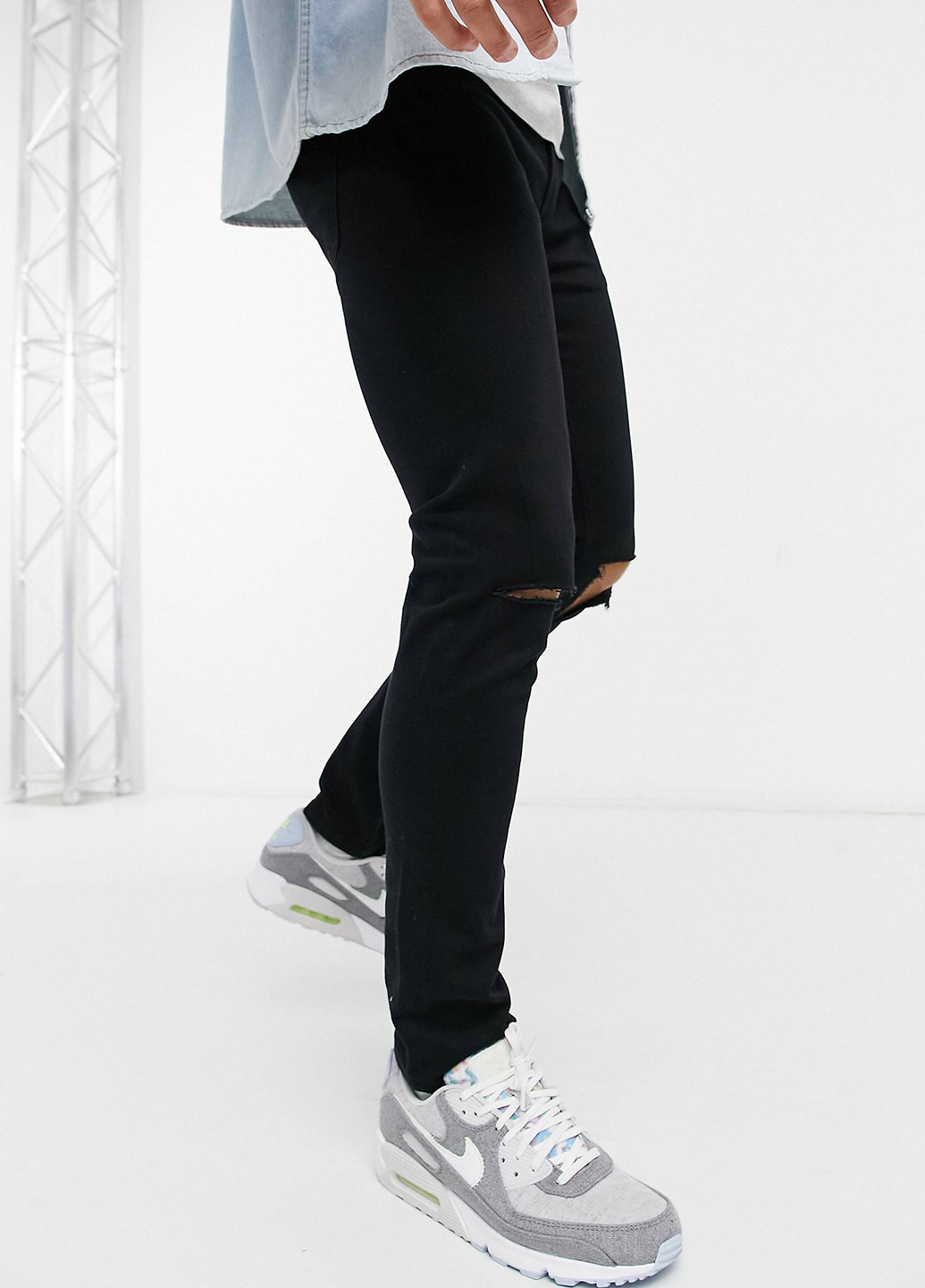 Черные демисезонные скинни джинсы Topman