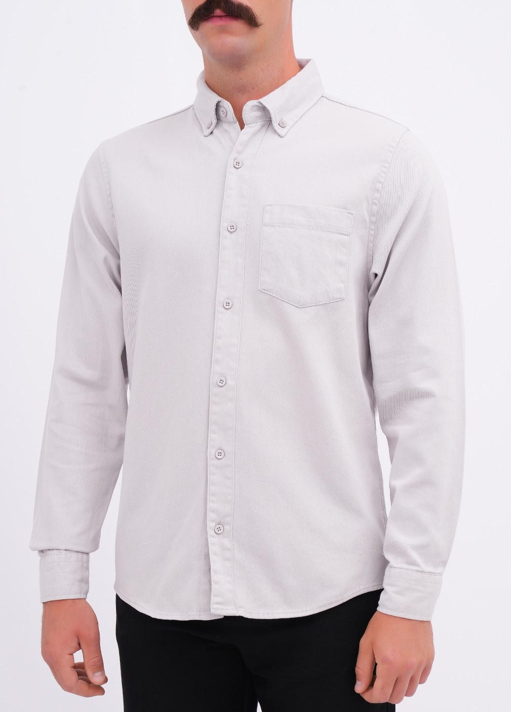 Светло-серая классическая, кэжуал рубашка однотонная EQUILIBRI