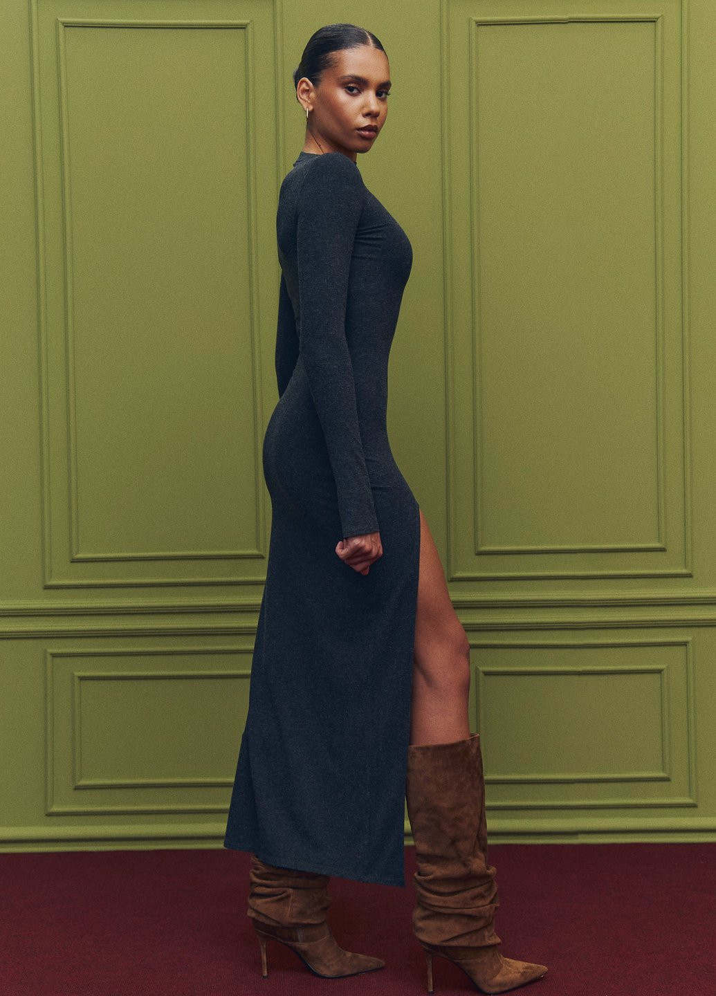 Темно-серое кэжуал платье силуэтная Gepur меланжевое