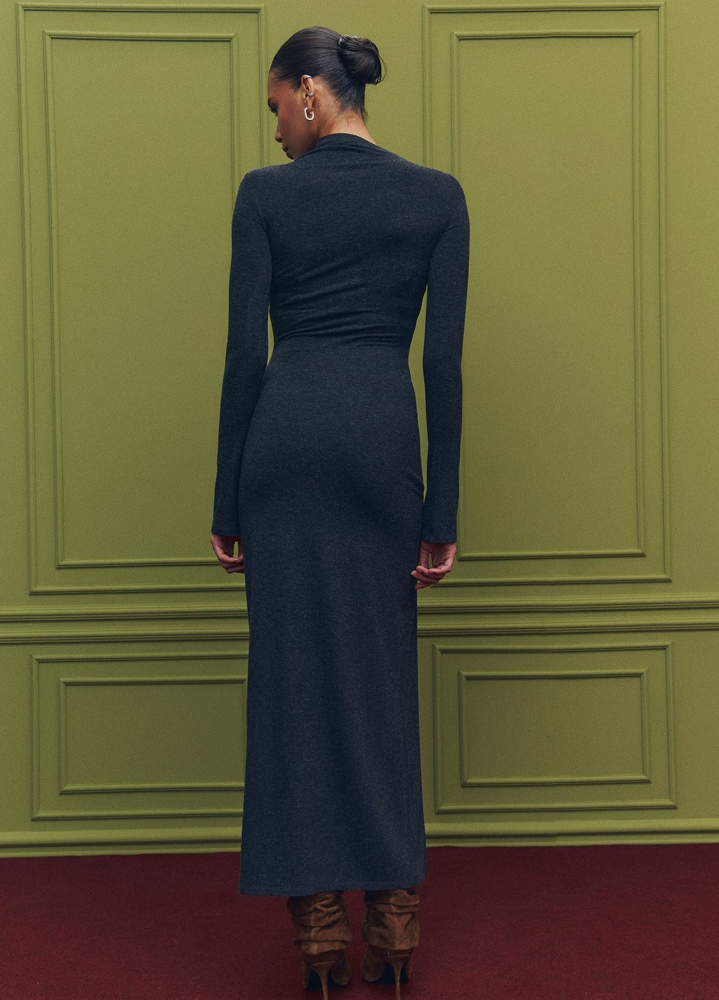 Темно-серое кэжуал платье силуэтная Gepur меланжевое