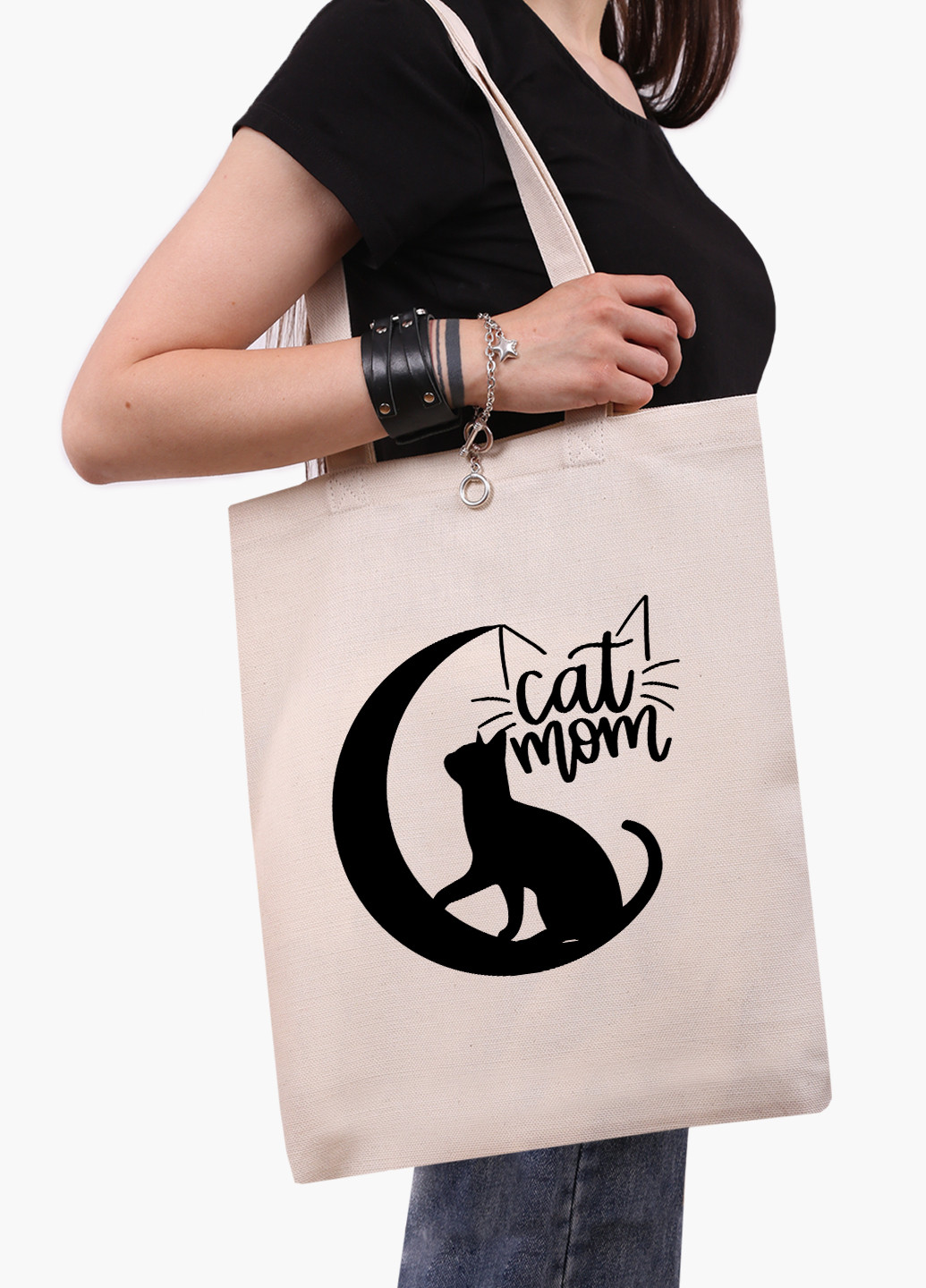 Еко сумка шоппер біла Cat Mom (9227-2845-WT-1) Еко сумка шоппер біла 41*35 см MobiPrint (221682921)