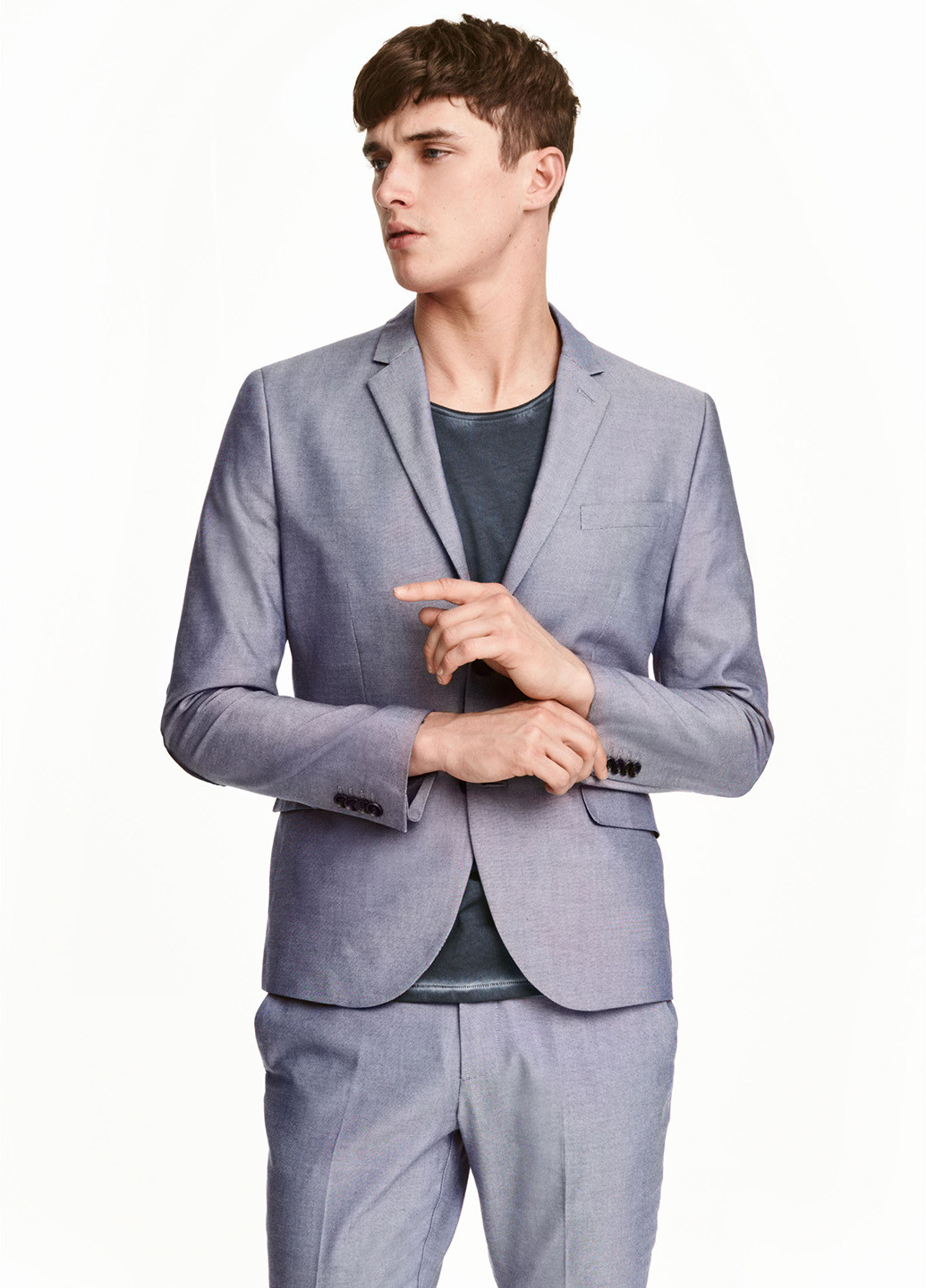 Пиджак H&M меланж серо-голубой деловой хлопок