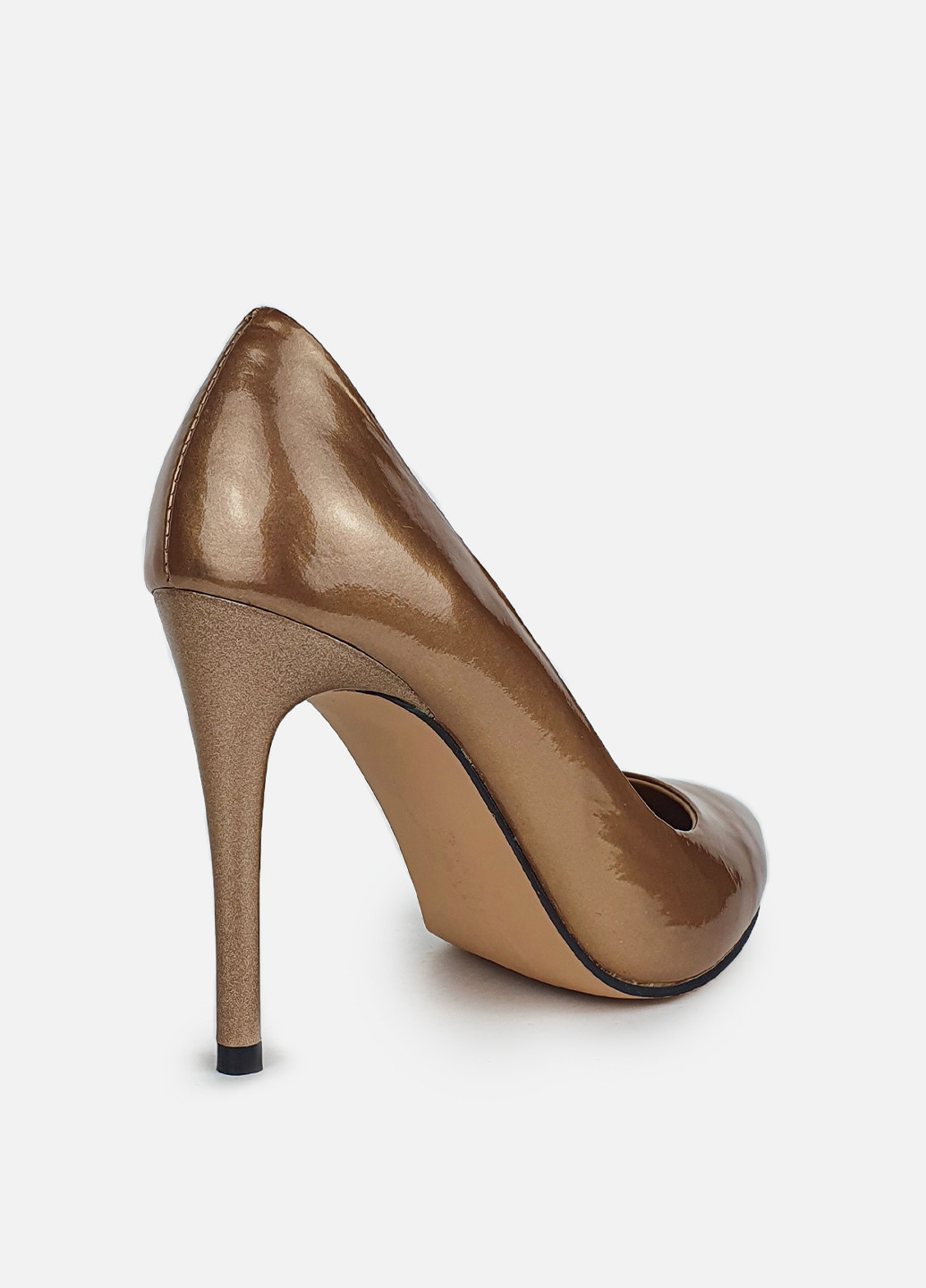 Золотистые женские туфли на высоком каблуке лаковые Brocoli