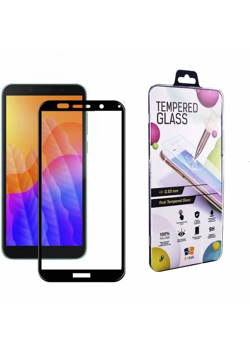 Скло захисне Huawei Y5p (Black) (121285) (121285) Drobak (249599664)