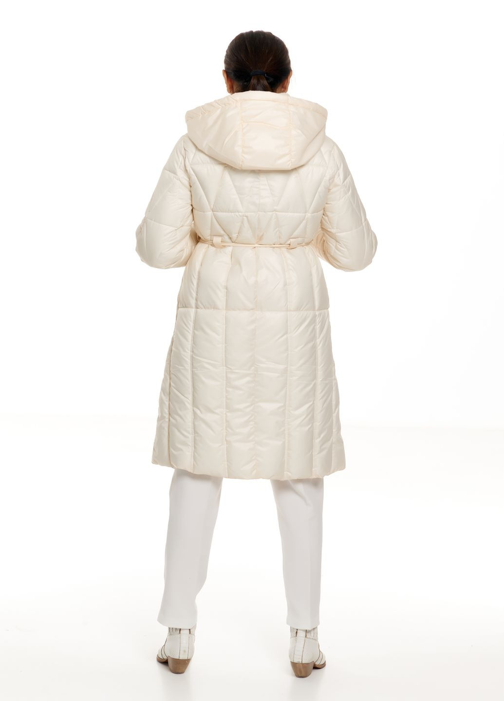 Біла зимня жіночий подовжений пуховик з капюшоном натуральний пух водовідштовхуючий зима осінь 2662 білий Actors