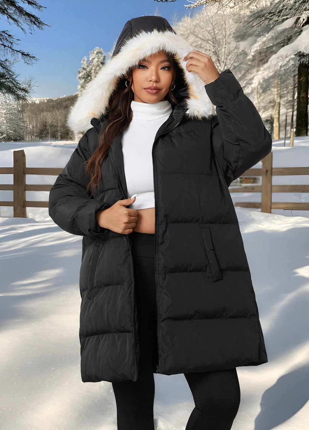 Чорна зимня куртка SHEIN