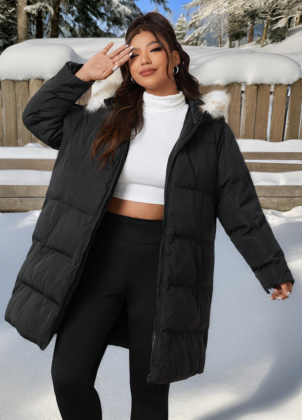 Чорна зимня куртка SHEIN