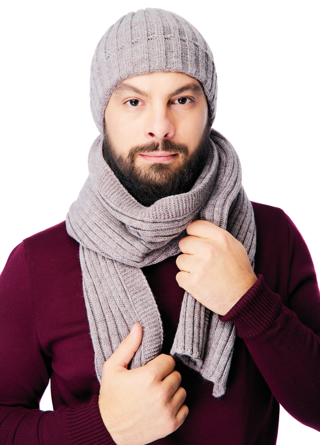 Бежевий зимній комплект (шапка, шарф) SVTR