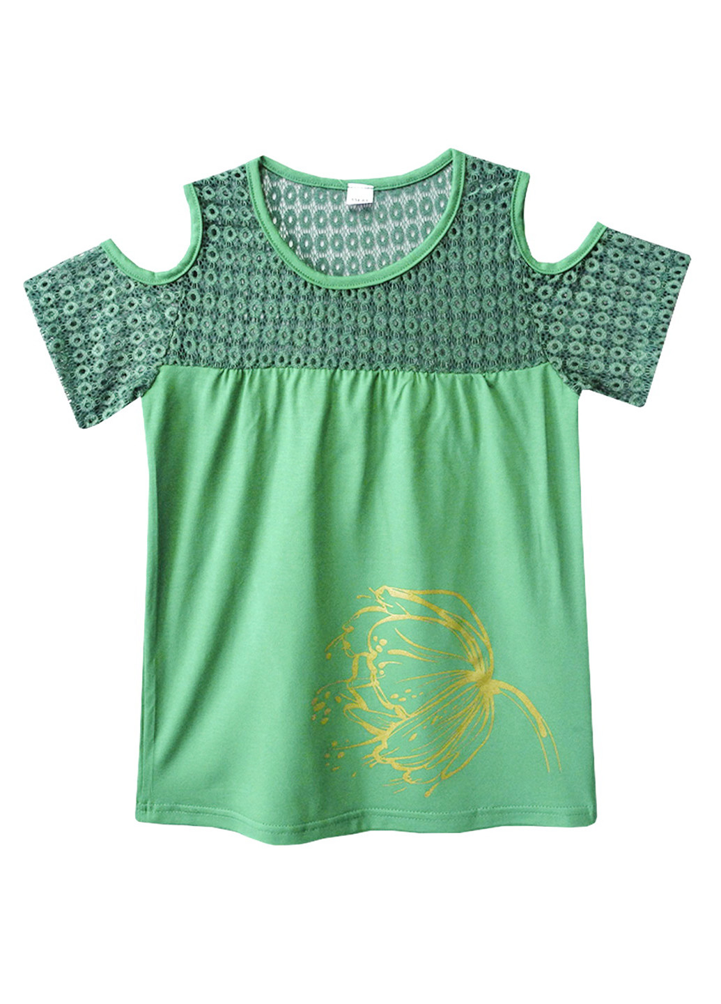 Зеленая с рисунком блузка Клим летняя