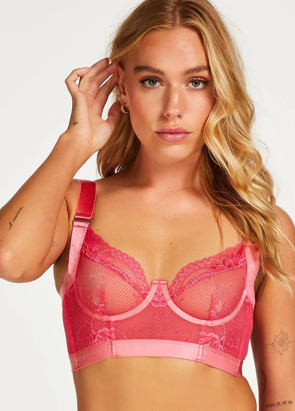 Розовый бралетт бюстгальтер Hunkemoller с косточками полиамид, кружево