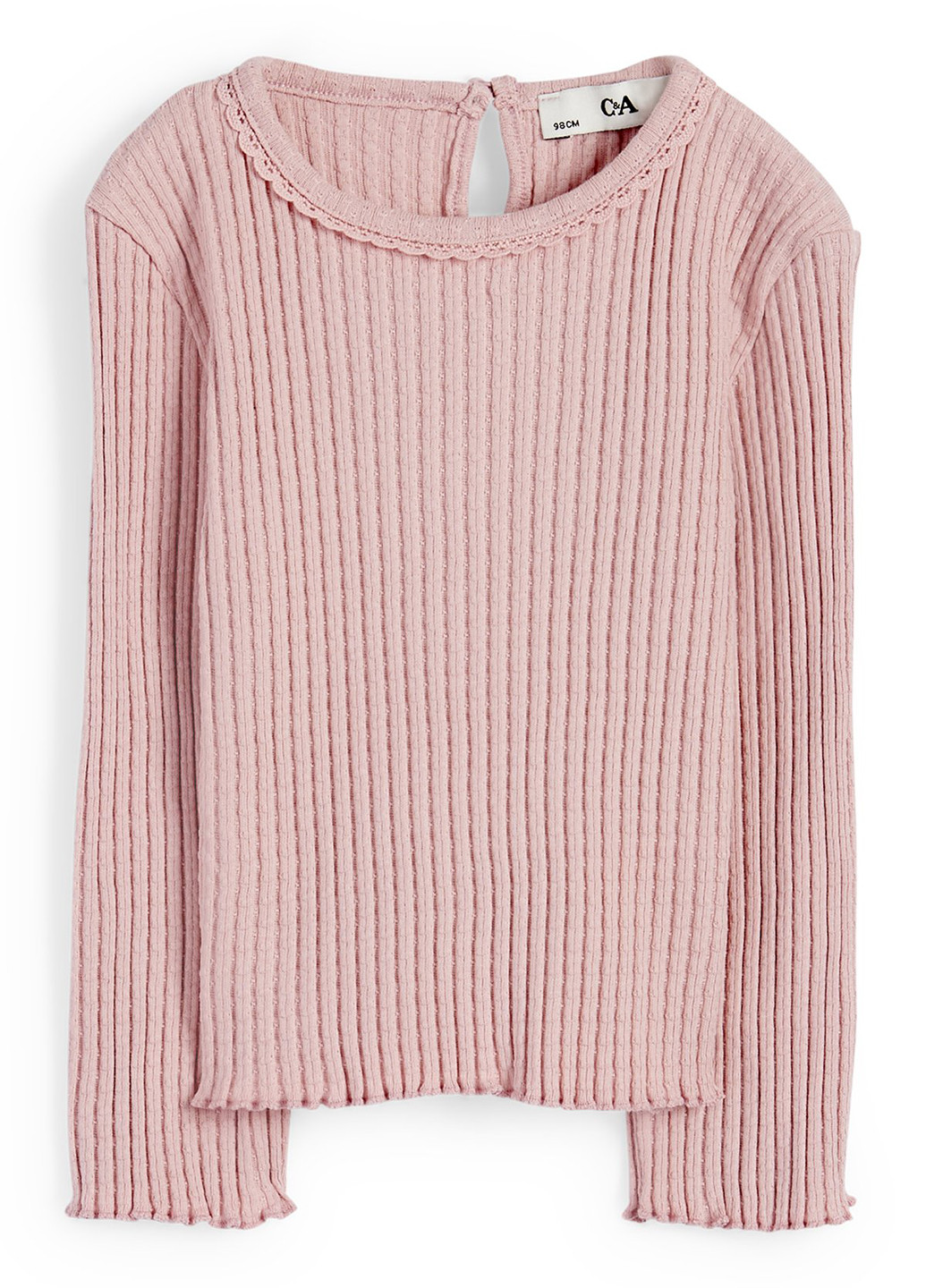 Бледно-розовый демисезонный кэжуал лонгслив C&A однотонный