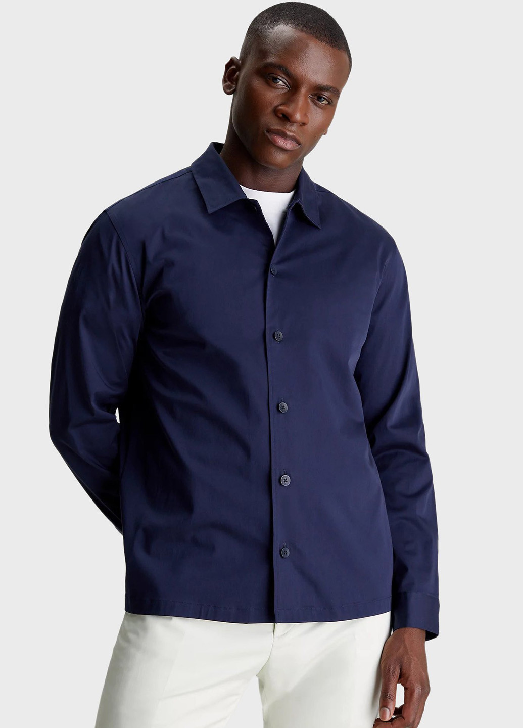 Темно-синяя кэжуал рубашка однотонная Calvin Klein