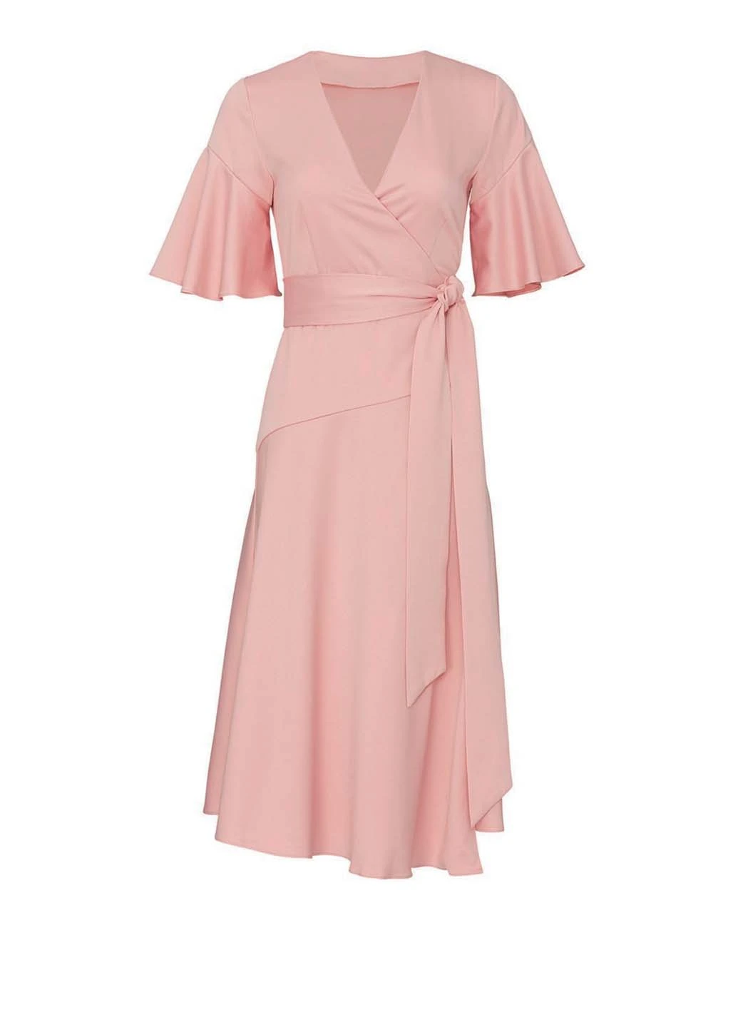 Рожева вечірня рожева атласна сукня на запах Elliatt однотонна