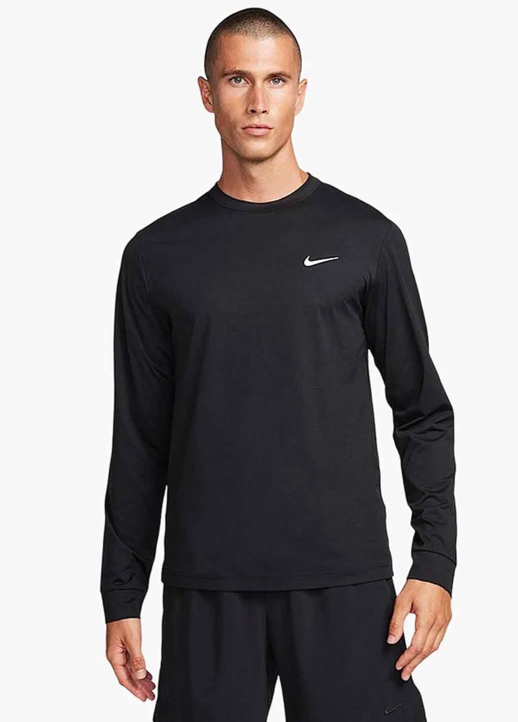 Черный демисезонный спортивный, кэжуал лонгслив Nike с логотипом