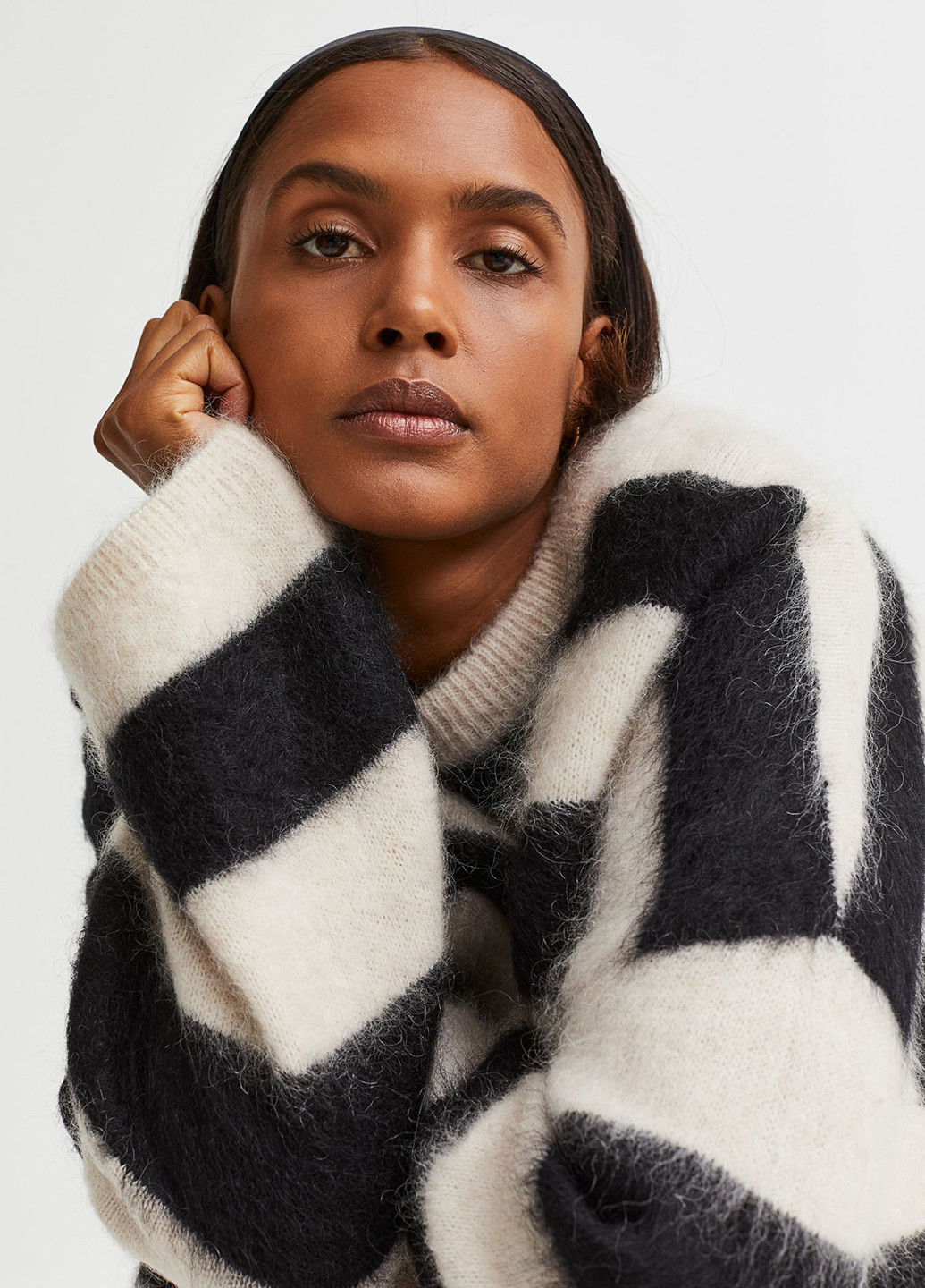 Комбинированный зимний свитер джемпер H&M