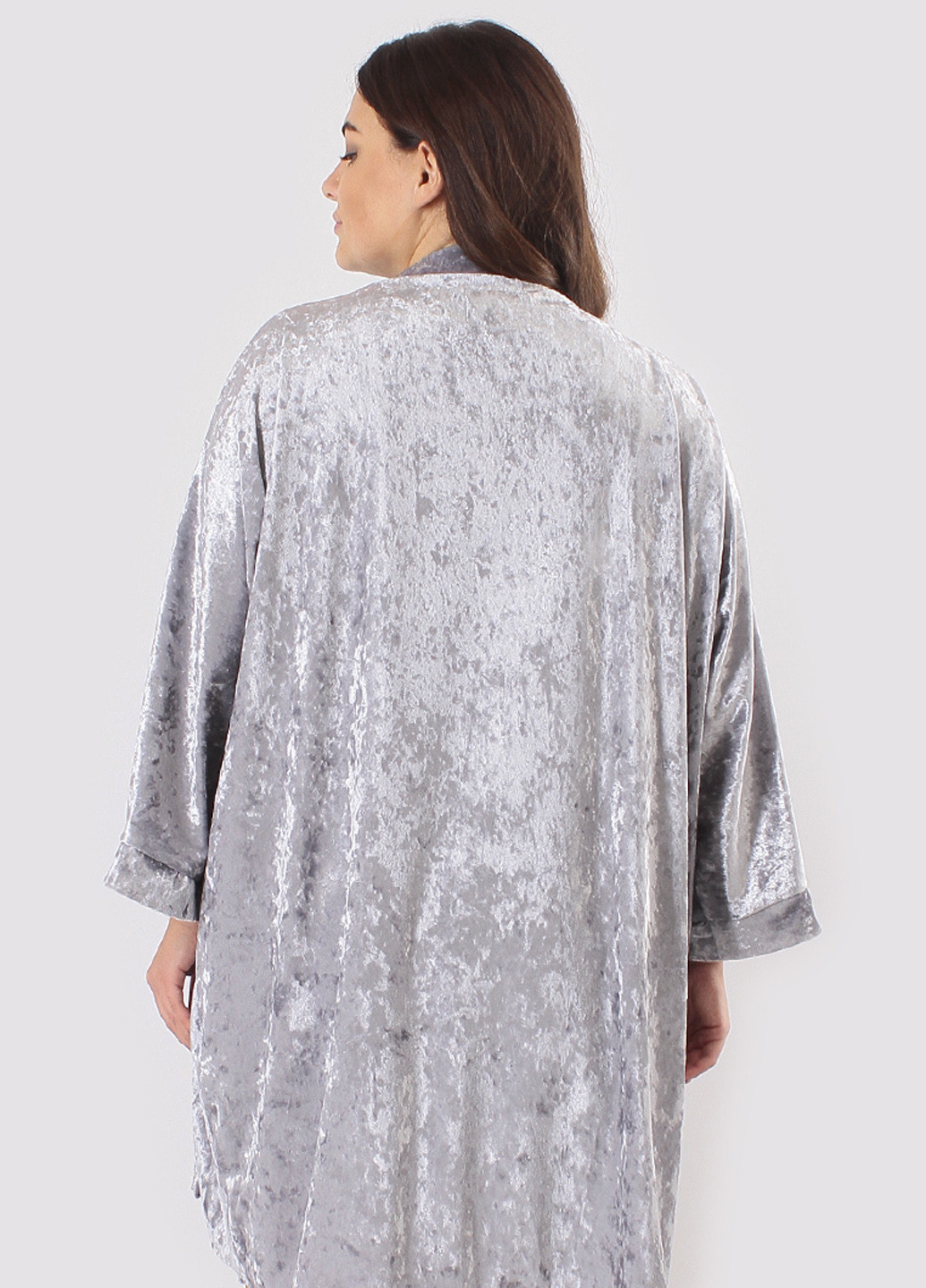 Світло-сірий демісезонний комплект (топ, шорти, халат) Ghazel
