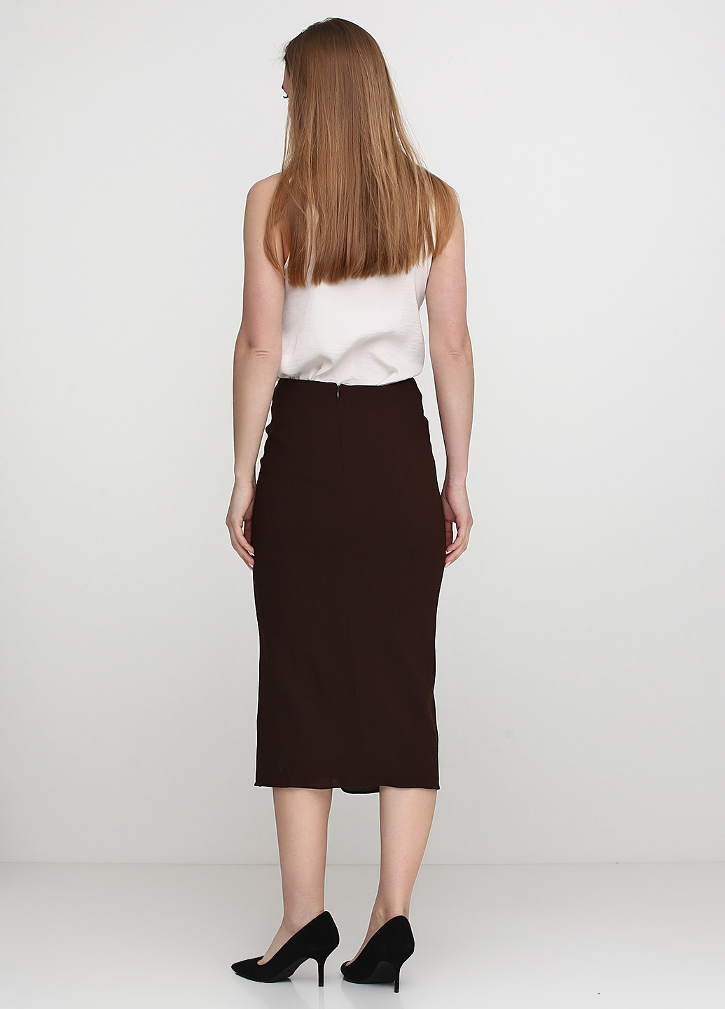 Темно-коричневая кэжуал однотонная юбка Ralph Lauren миди