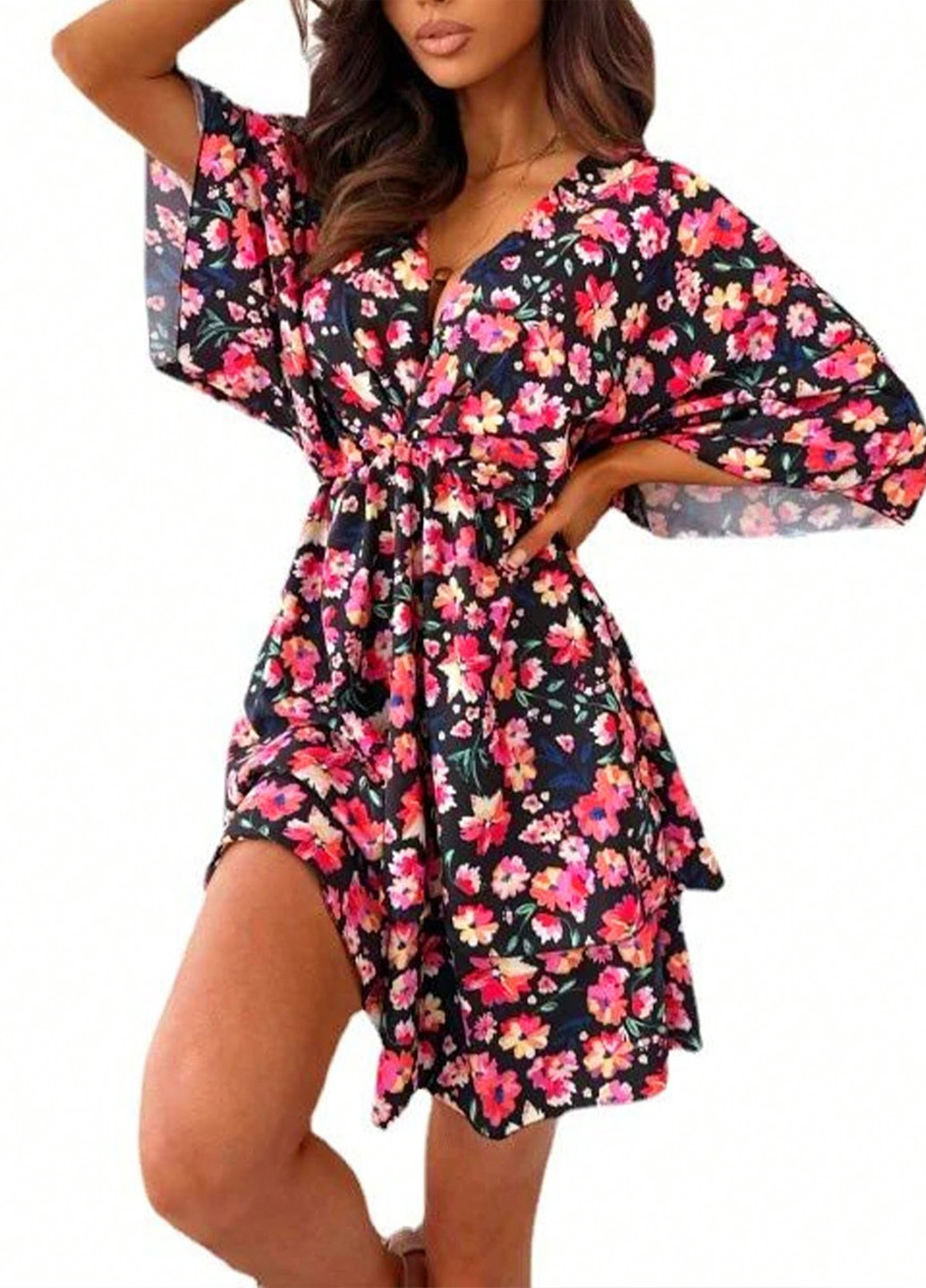 Комбінована кежуал сукня в стилі армпір SHEIN з квітковим принтом