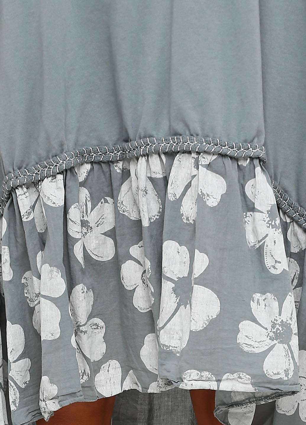 Серое кэжуал платье а-силуэт Made in Italy с цветочным принтом