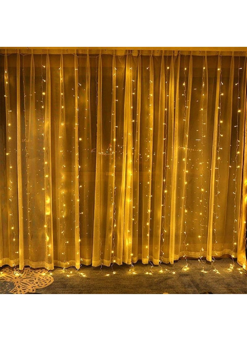 Новогодняя гирлянда водопад штора занавес 300 LED USB ДУ 3х3 м 10 нитей (111205-Нов) Тепло-желтый Francesco Marconi (250446759)