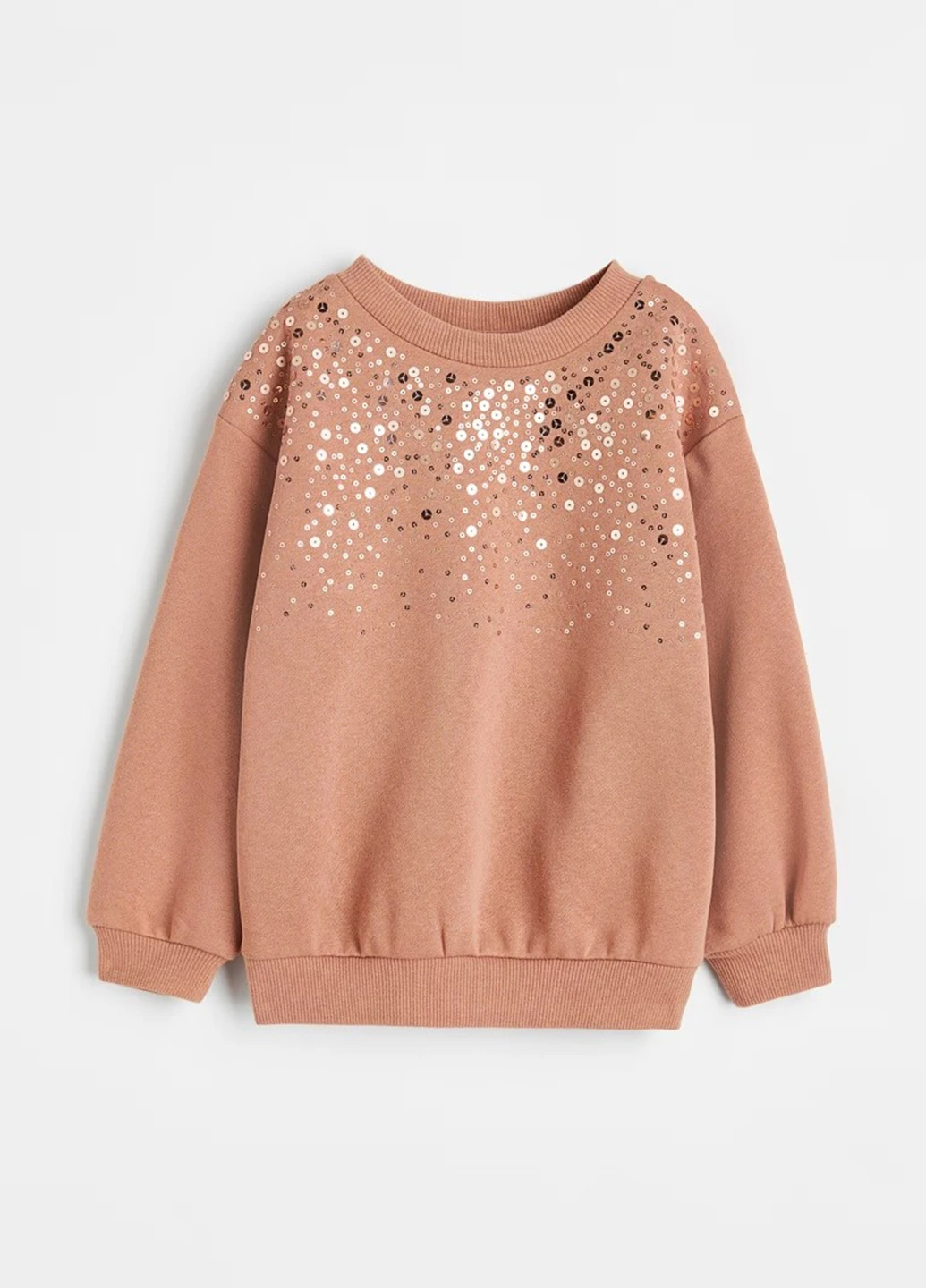 H&M світшот однотонний світло-коричневий святковий бавовна, трикотаж з начосом