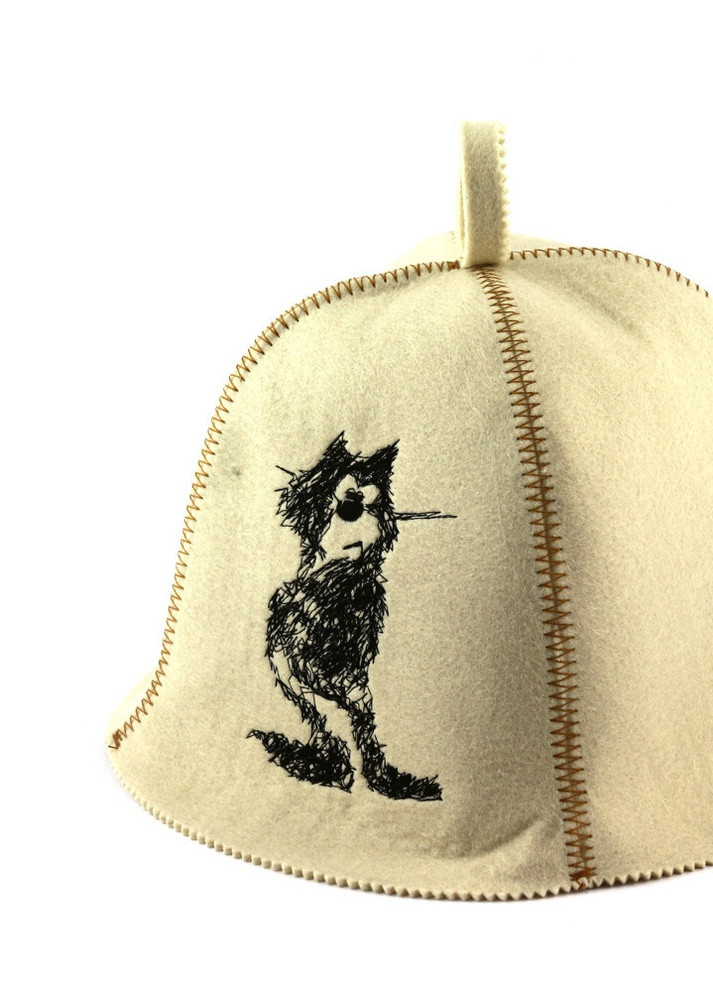 Банная шапка "Кот стиляга", искусственный фетр, белый (LA-374) Luxyart (252611404)