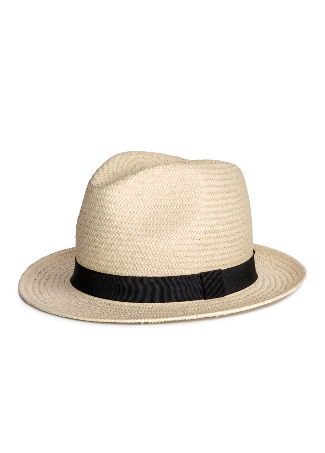 Шляпа H&M однотонная светло-бежевая кэжуал искусственная солома