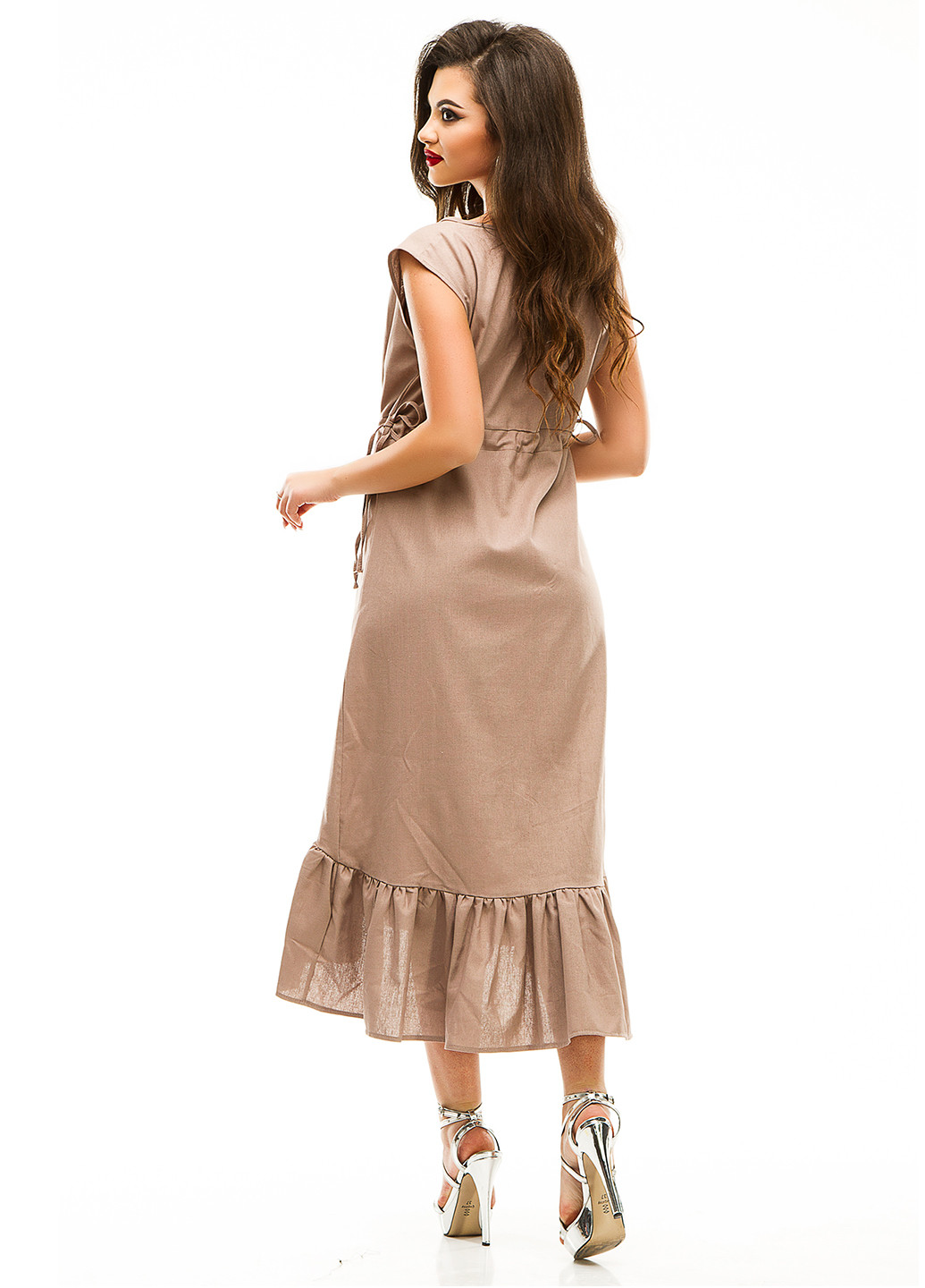 Бежевое кэжуал платье Lady Style однотонное