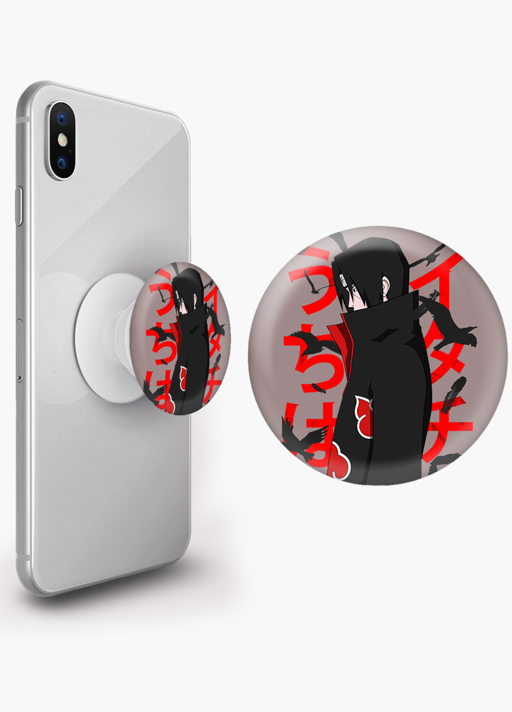 Попсокет (Popsockets) держатель для смартфона Итачи Учиха (Itachi Uchiha) (8754-2817) Черный MobiPrint (221548638)