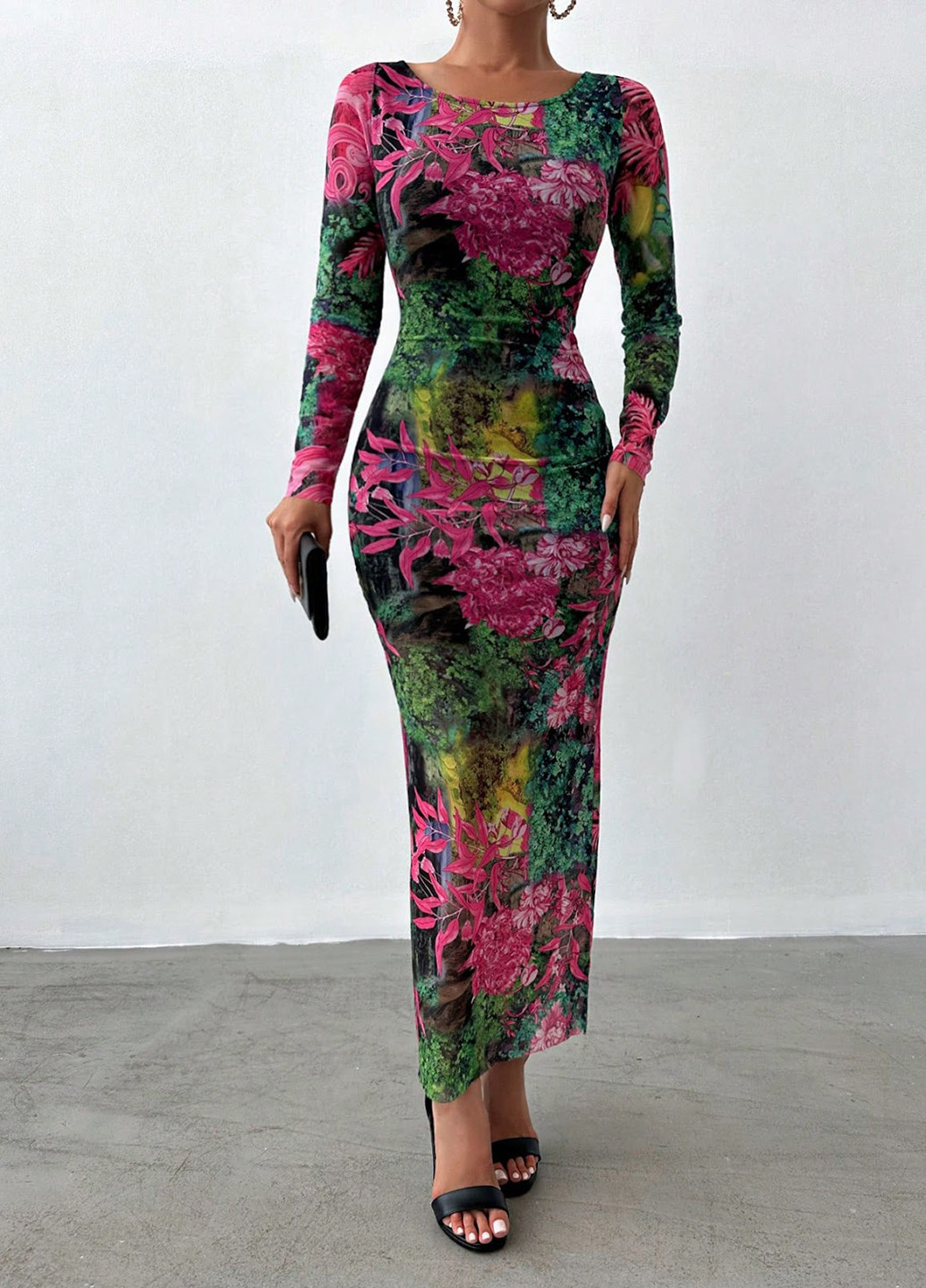 Комбінована кежуал сукня силуетна SHEIN з абстрактним візерунком